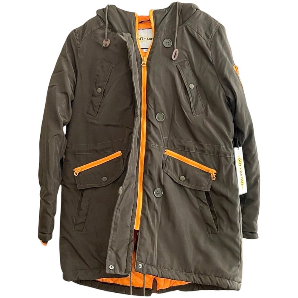 Out & About Heavyweight Faux Fur Hood Parka Olive/Orange Coat – Warm & Durable - Picture 5 of 7